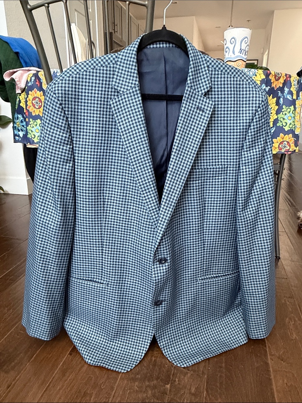 Michael Kors Blue Black Houndstooth Sport Coat